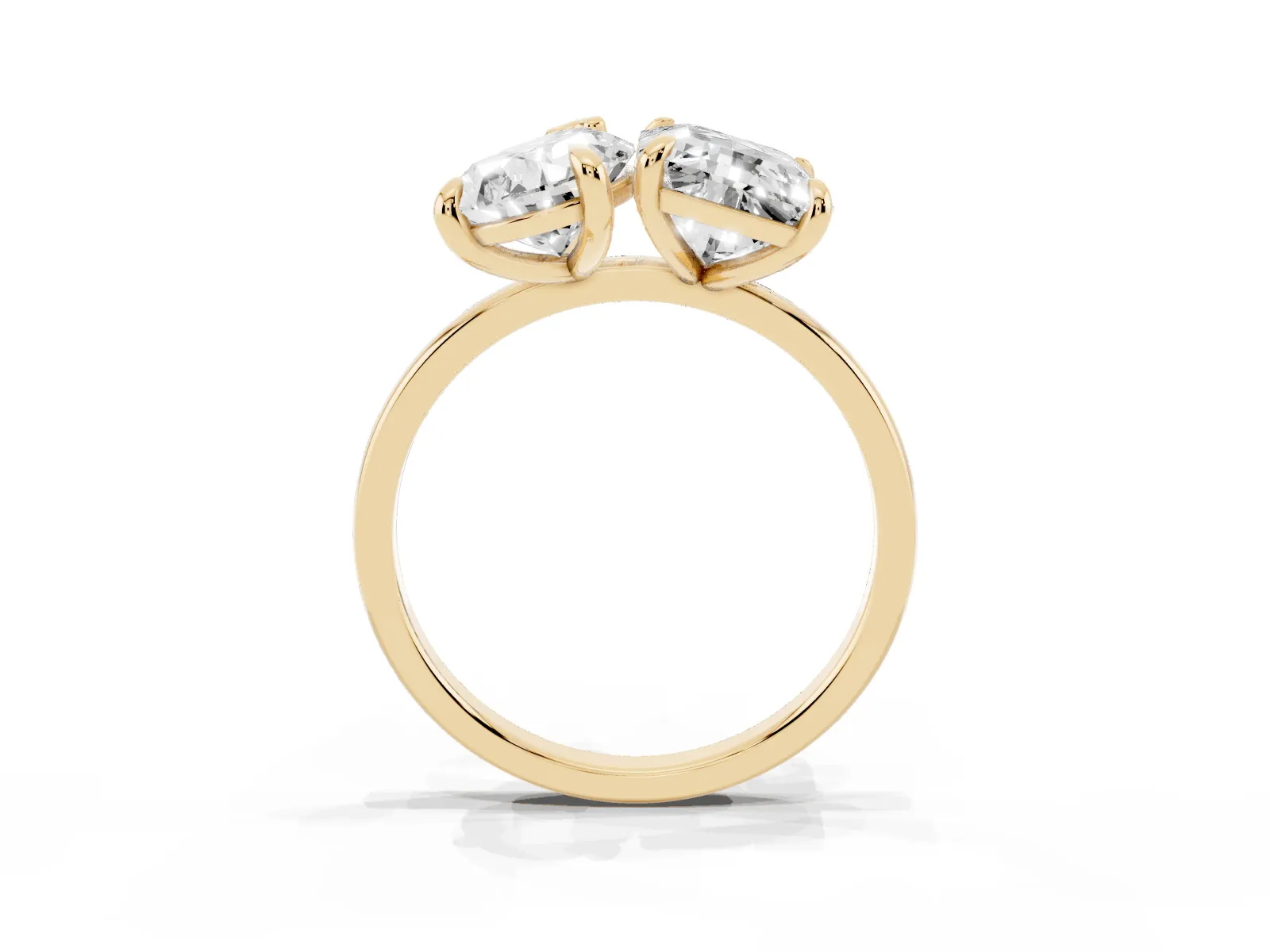 Pear and Radiant Toi Moi Ring with Prong Setting and Plain Band Yellow gold