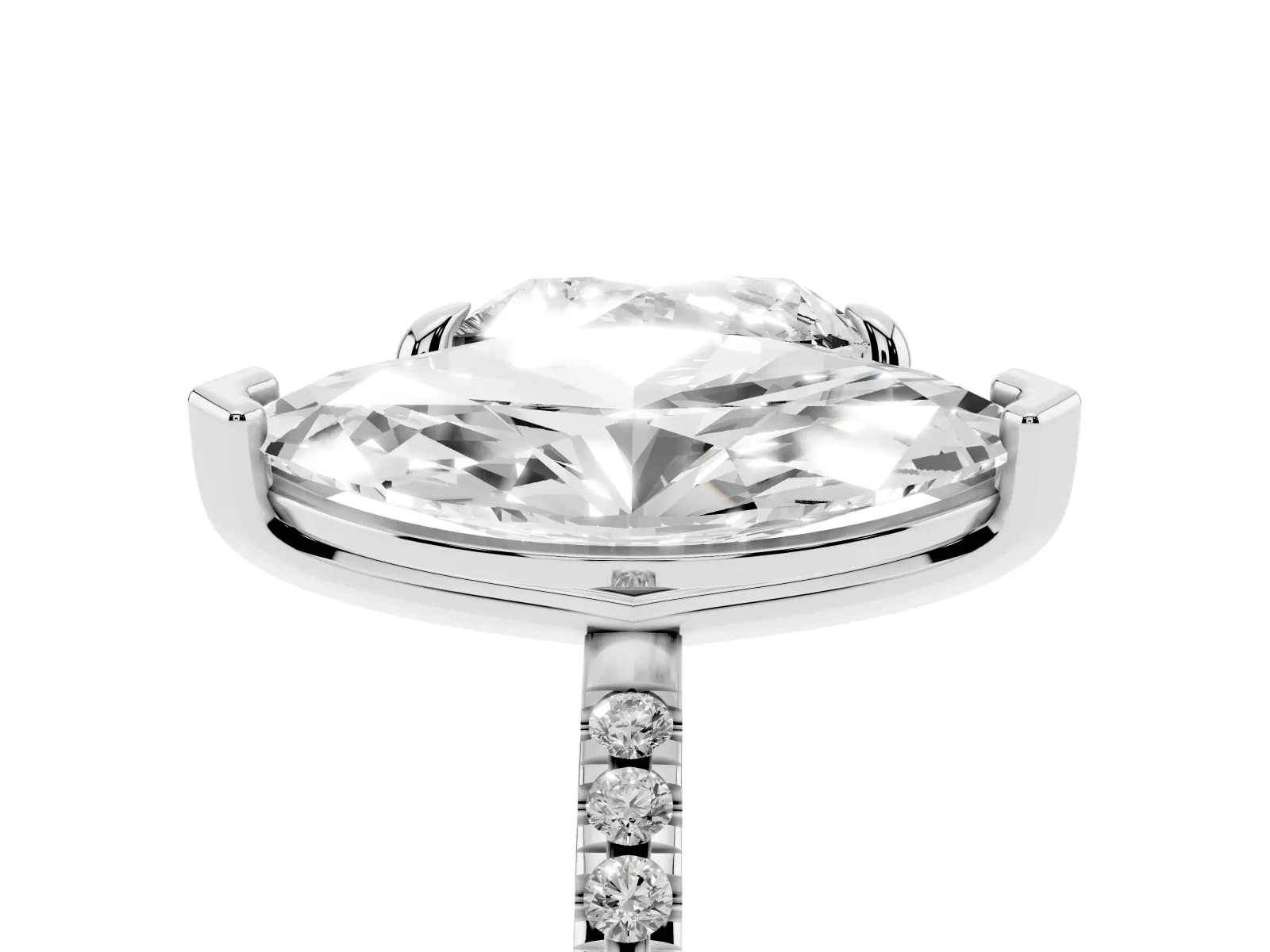 Heart and Marquise Toi Moi Ring with Prong Setting and Pave Band White gold