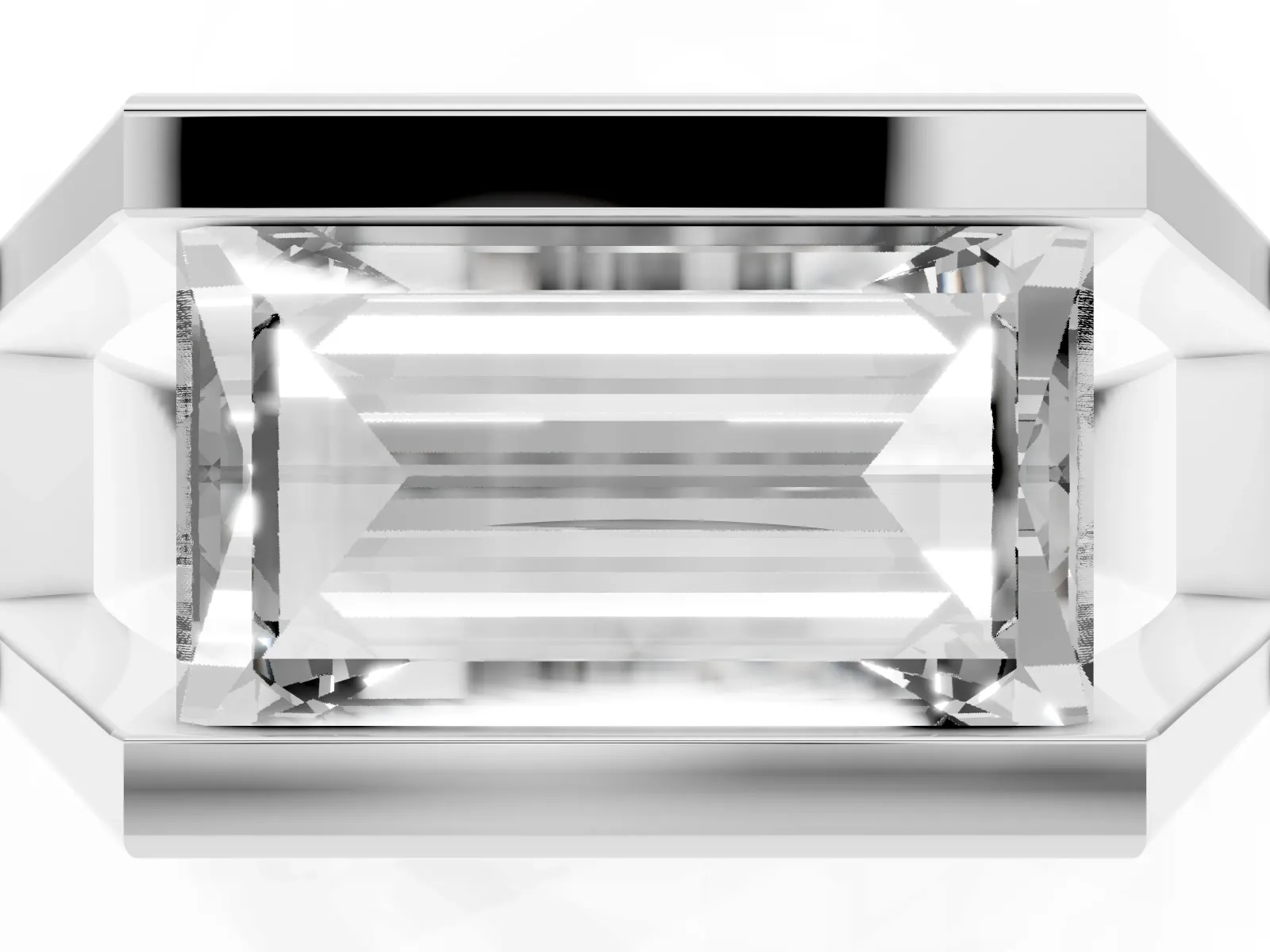 Baguette Diamond Geometric Solitaire Ring White gold