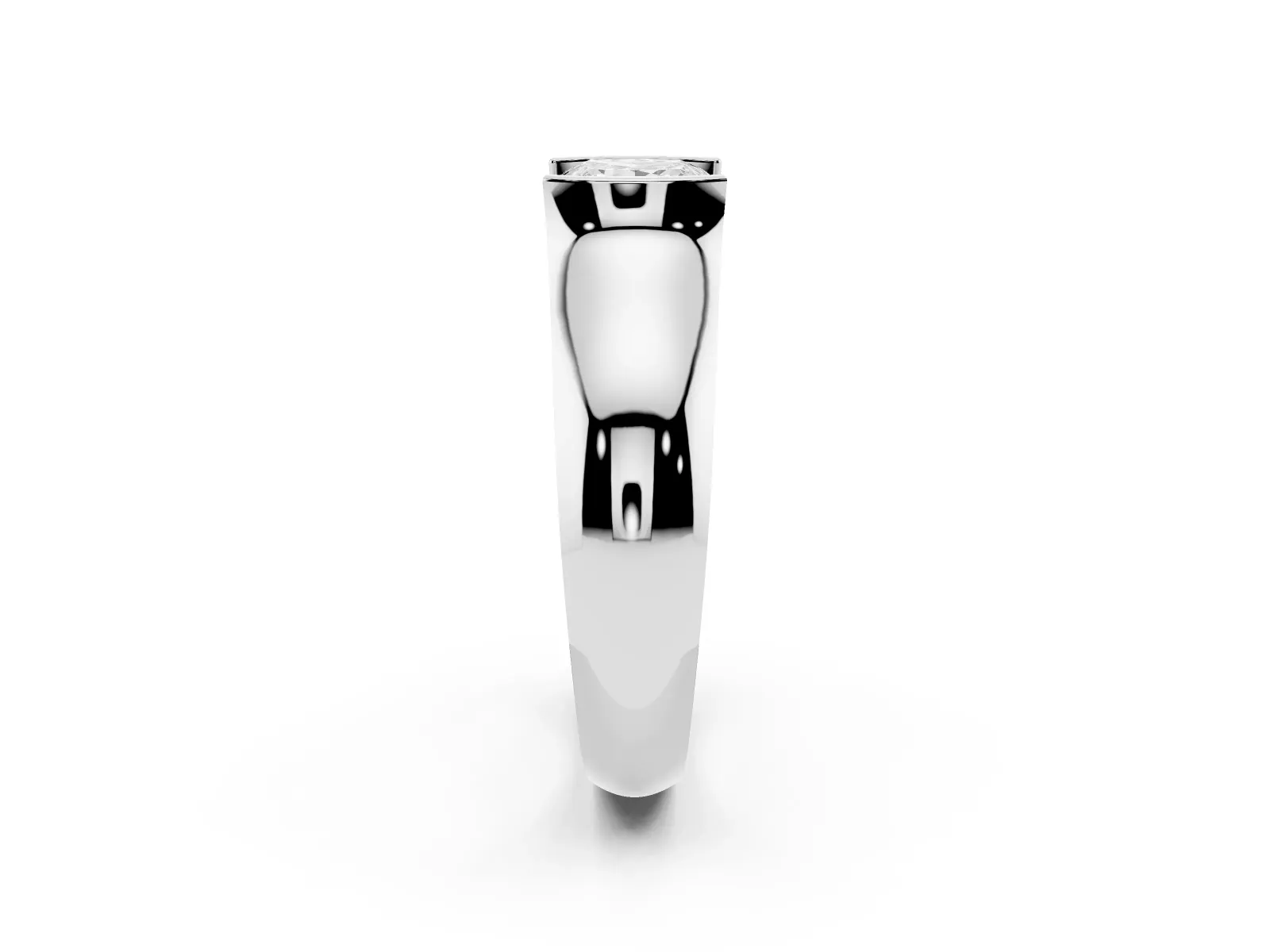 Princess Cut Solitaire Bezel Set Diamond Ring with Wide Band White gold