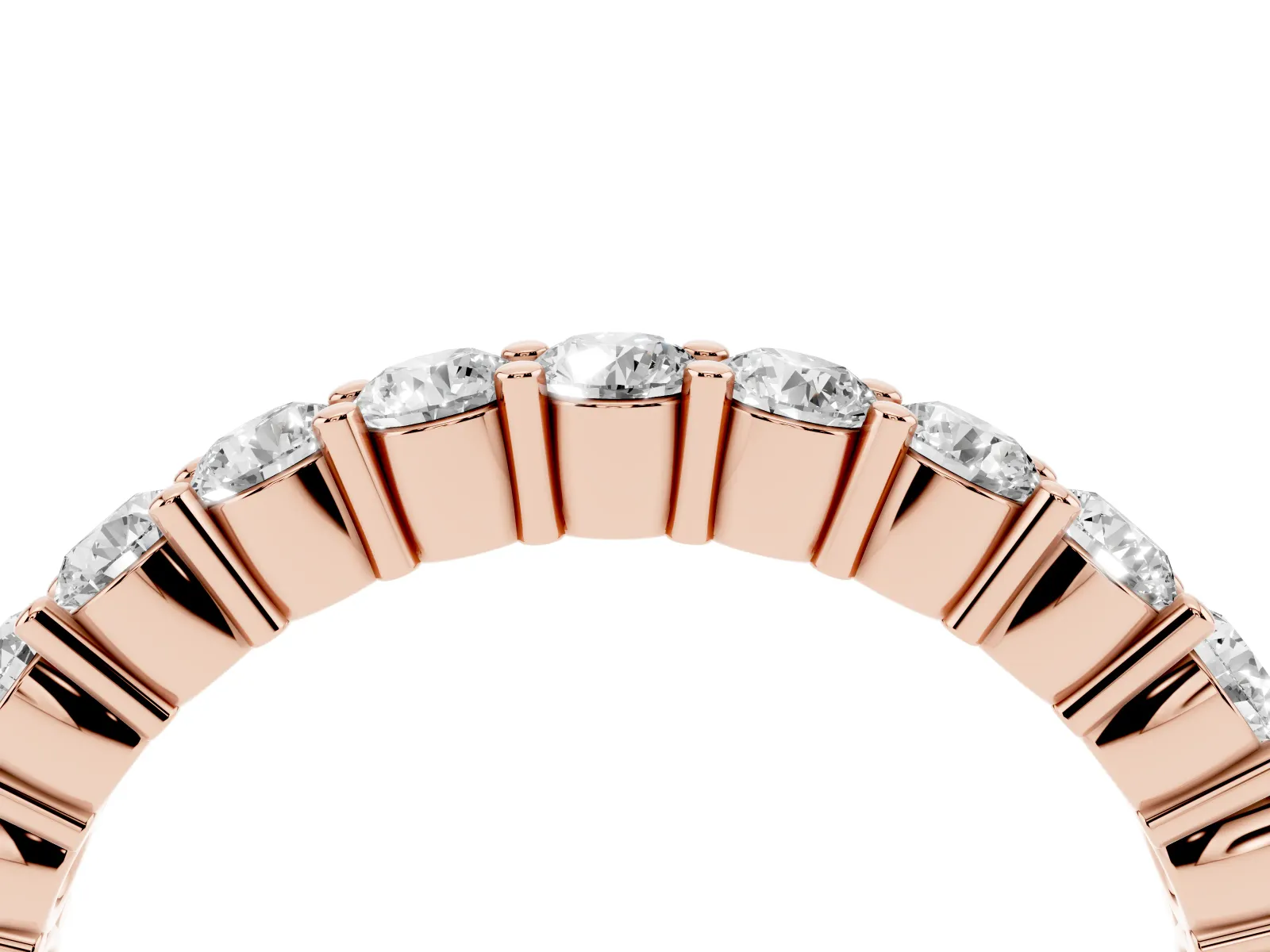Alternating Round Diamond Promise Ring with Round Diamond Accents Rose gold