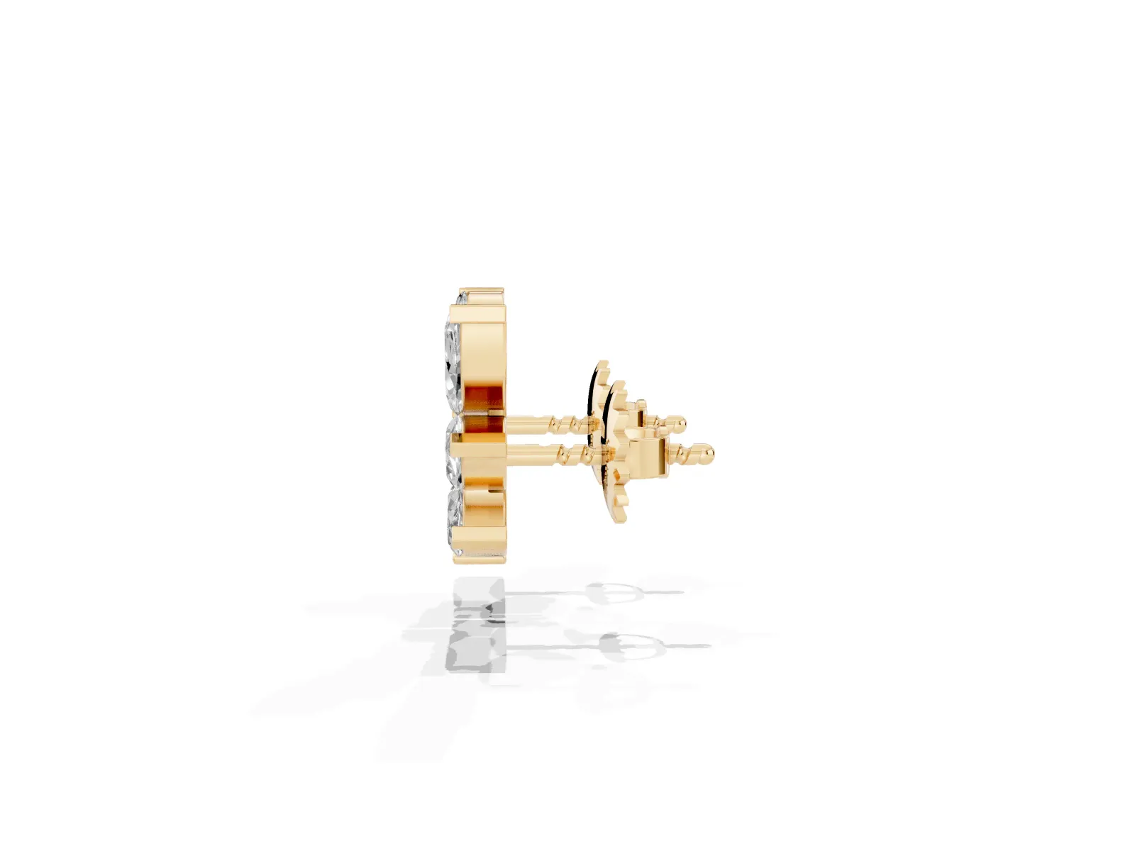 Marquise and Round Diamond Ivy Climber Earrings Yellow gold