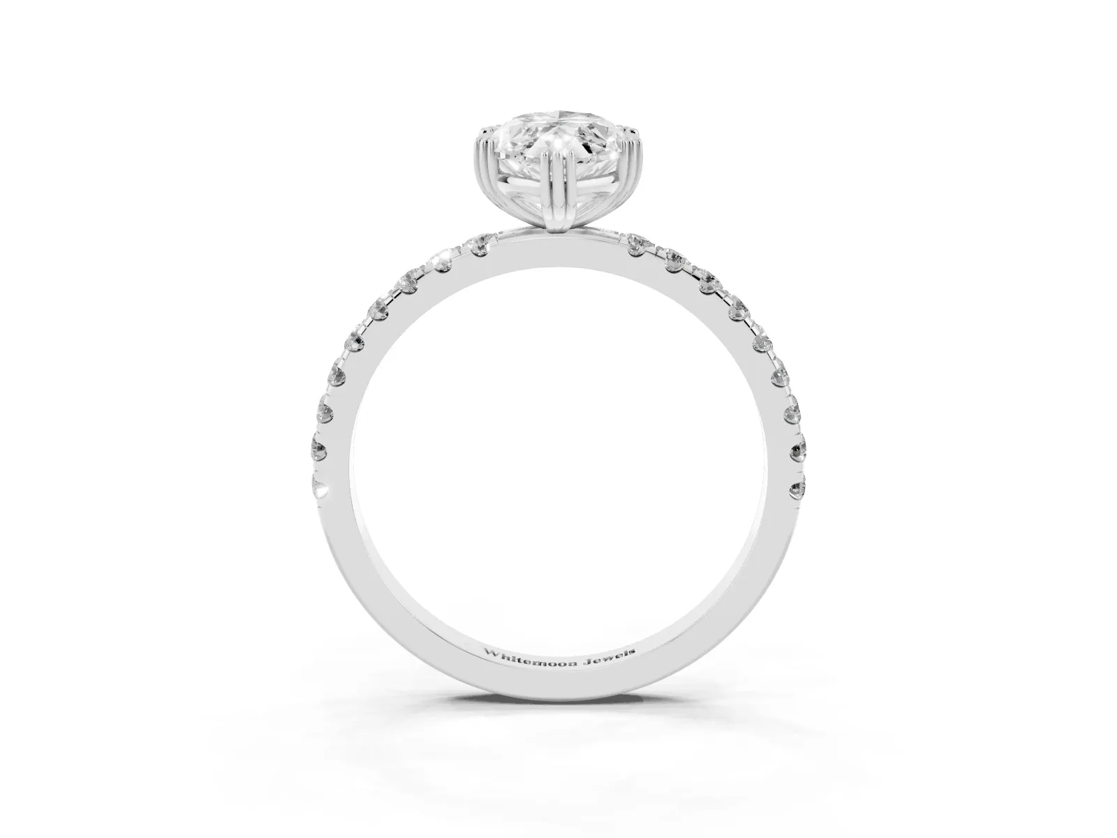 Marquise Cut Brilliant Solitaire with Pavé Band and Claw Prong Setting Silver