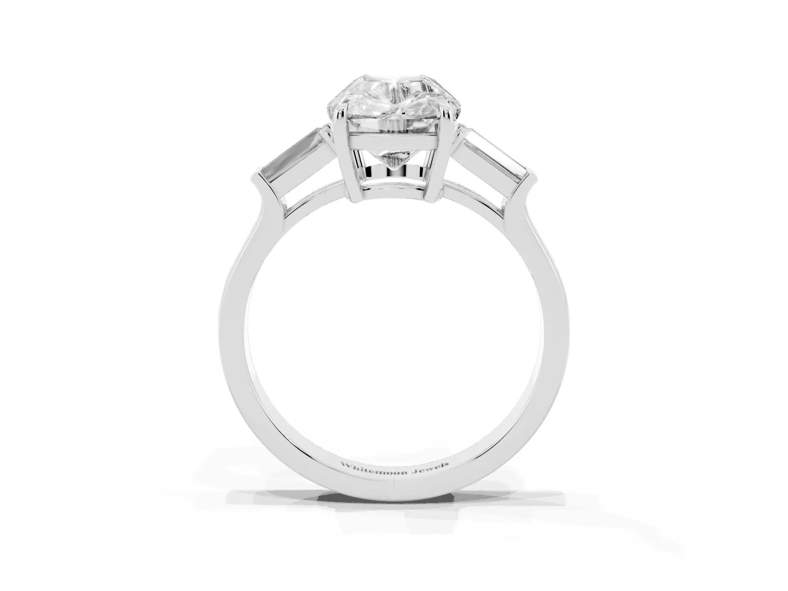 Old Mine Elongated Cushion Diamond with Side Tapered Baguette Three Stone Ring Platinum