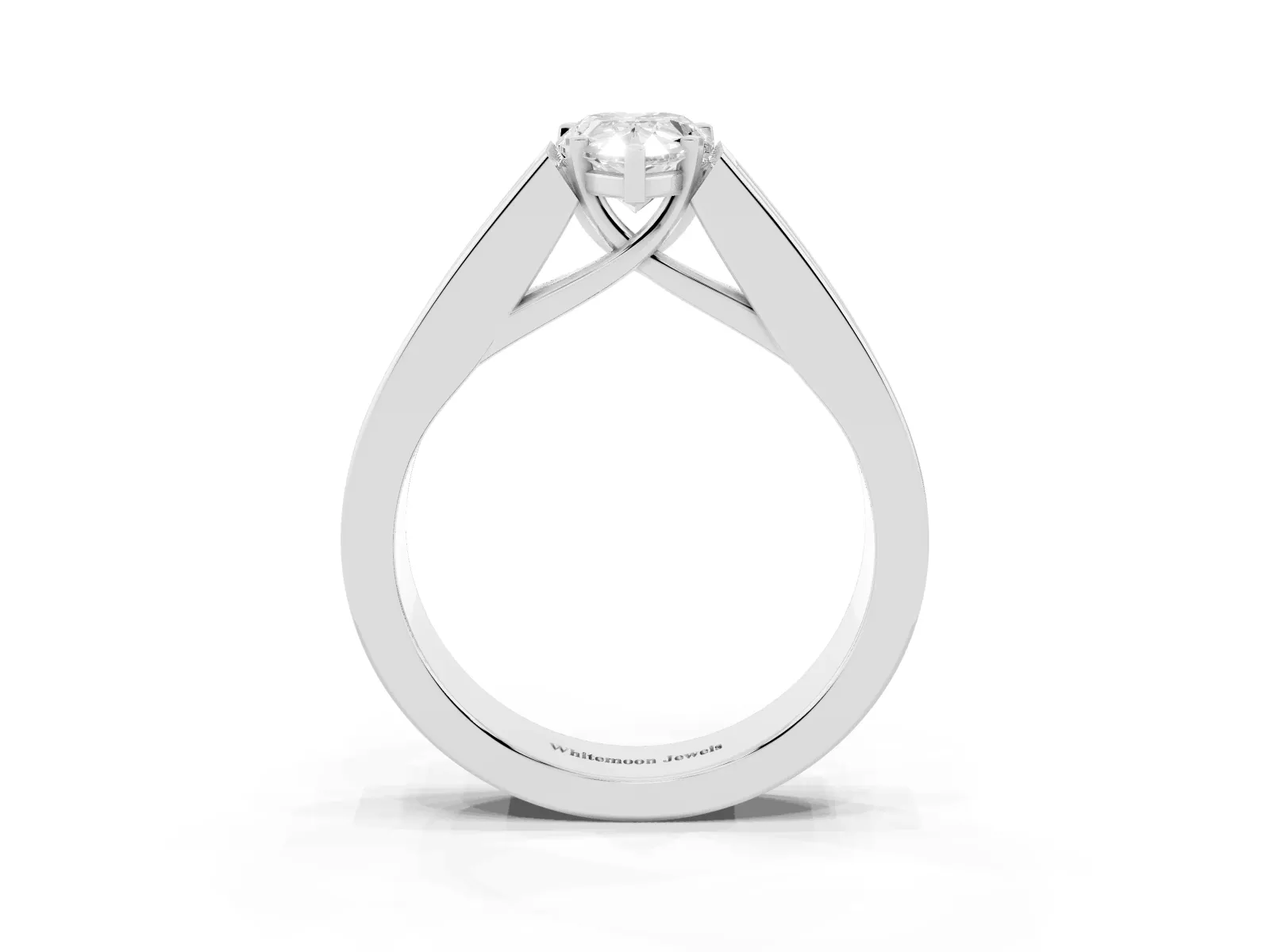 Pear Cut Cut Channel Set Solitaire Ring with Four-Prong Setting Platinum