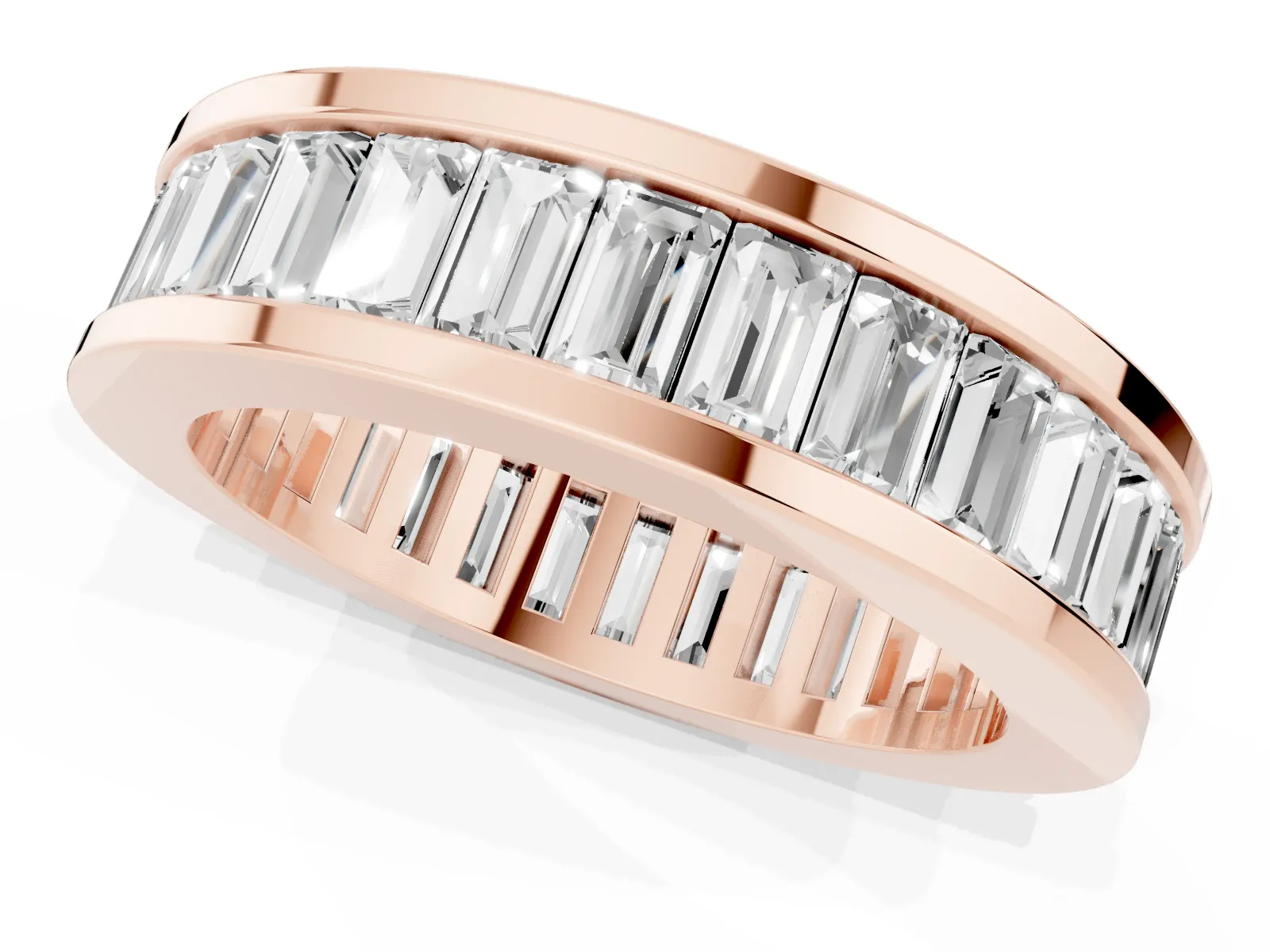 baguette Cut eternity band with channel set Rose gold