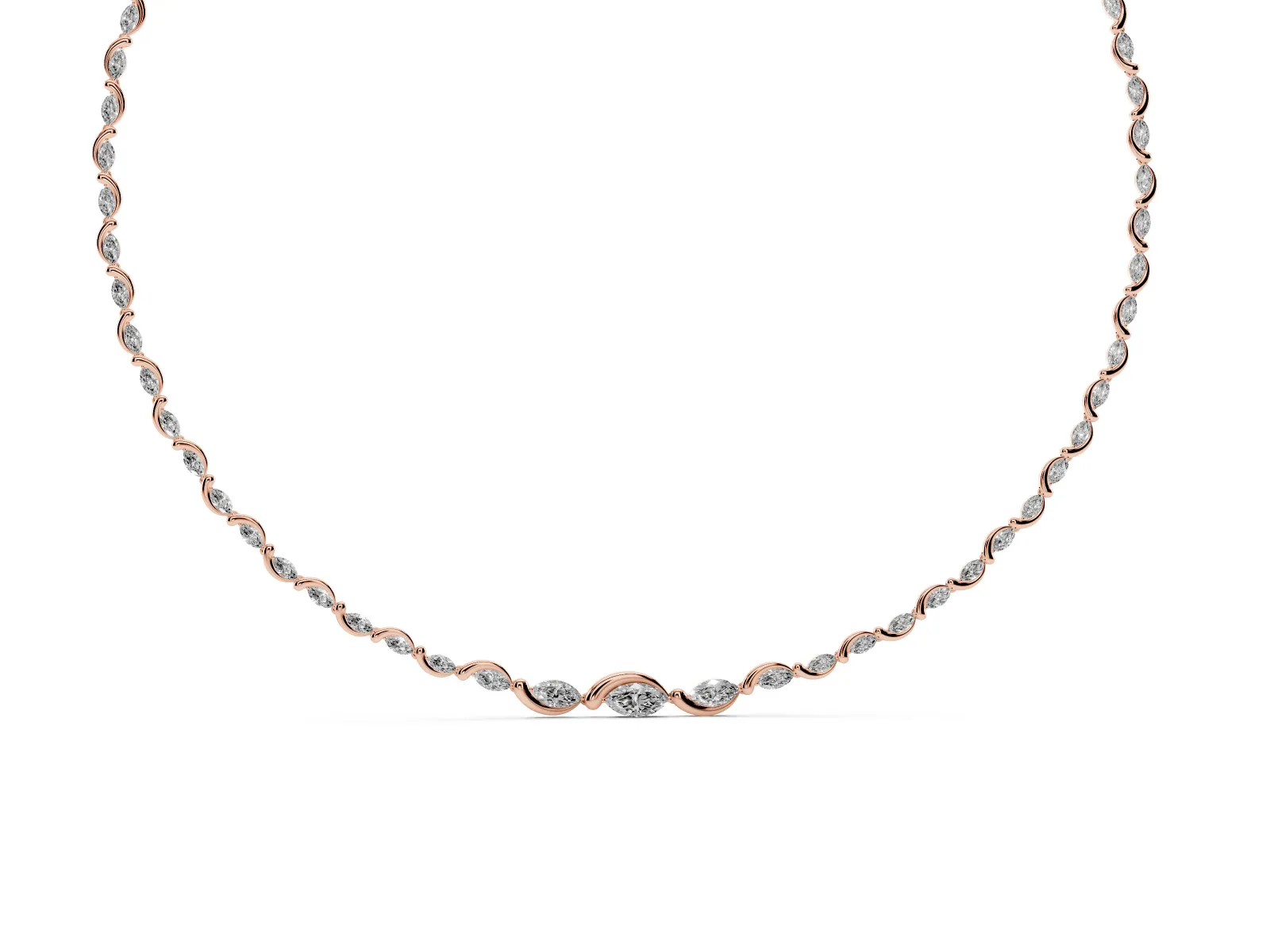 Marquise Diamond Riviera Necklace Rose gold