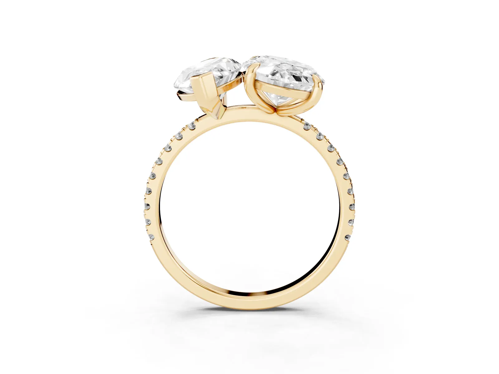 Oval and Marquise Toi Moi Ring with Prong Setting and Pave Band Yellow gold