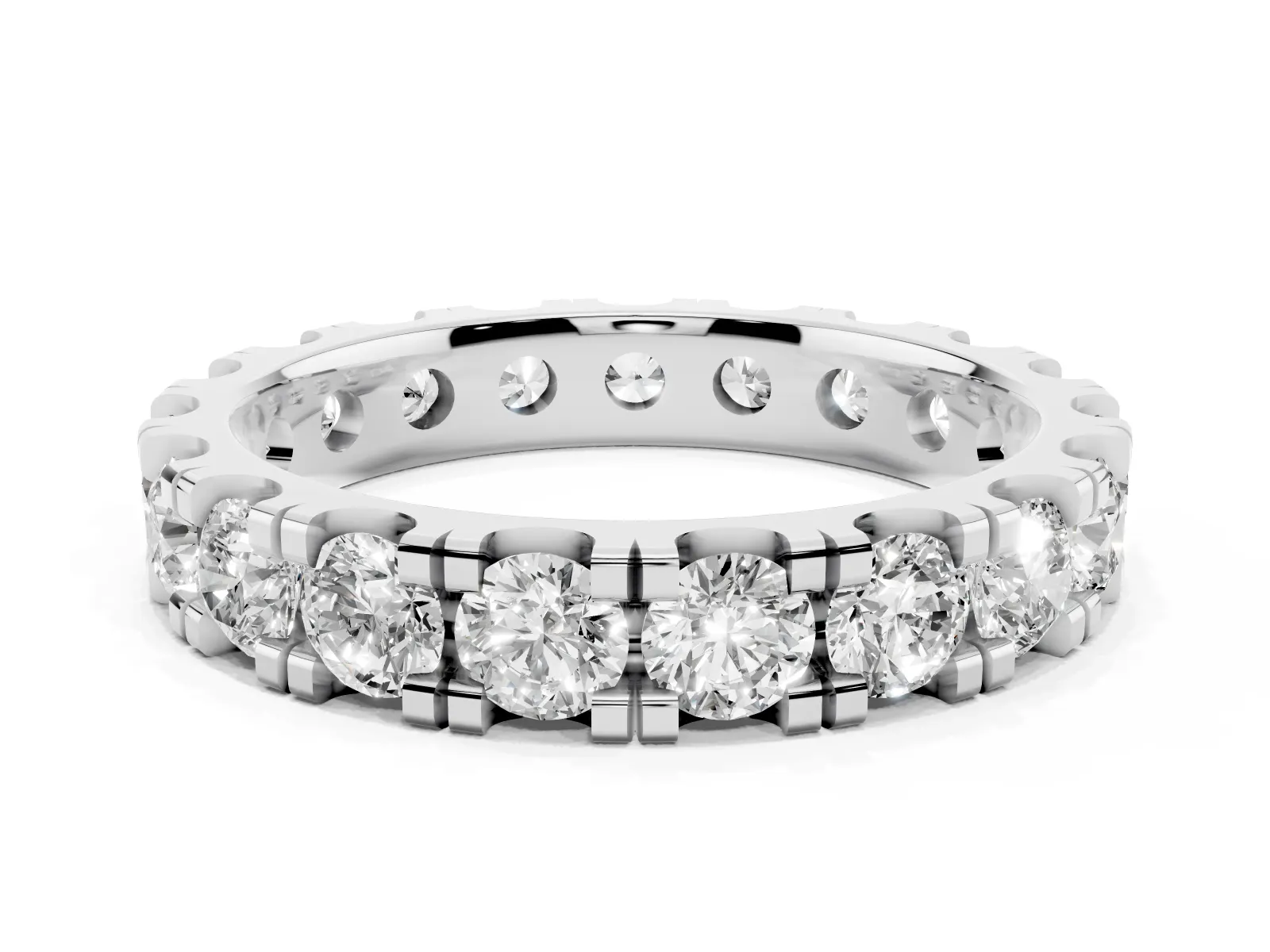 Round Diamond Full Eternity Band with U-Prong Setting Platinum