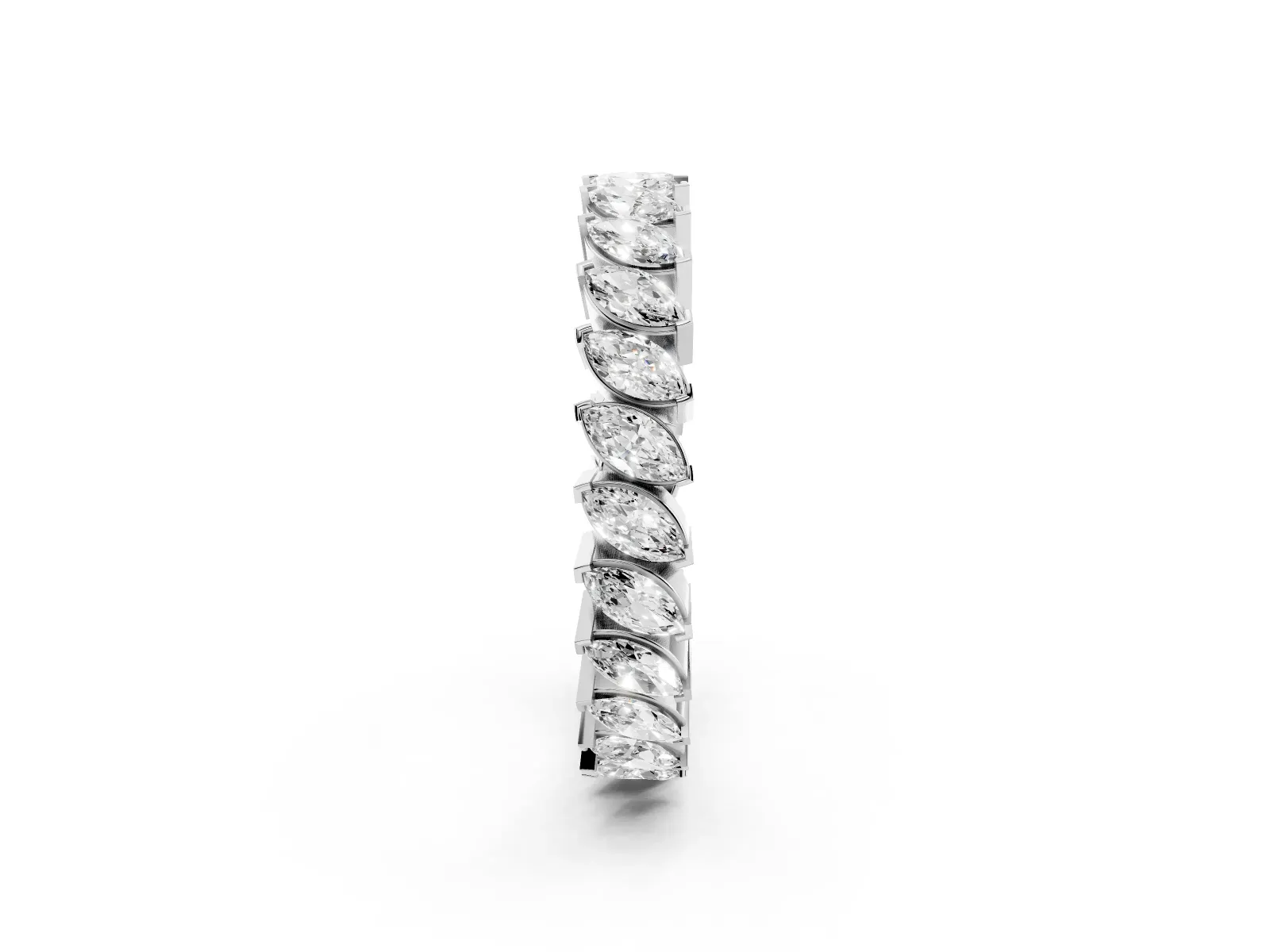 Marquise Diamond Shared Prong Full Eternity Band Platinum