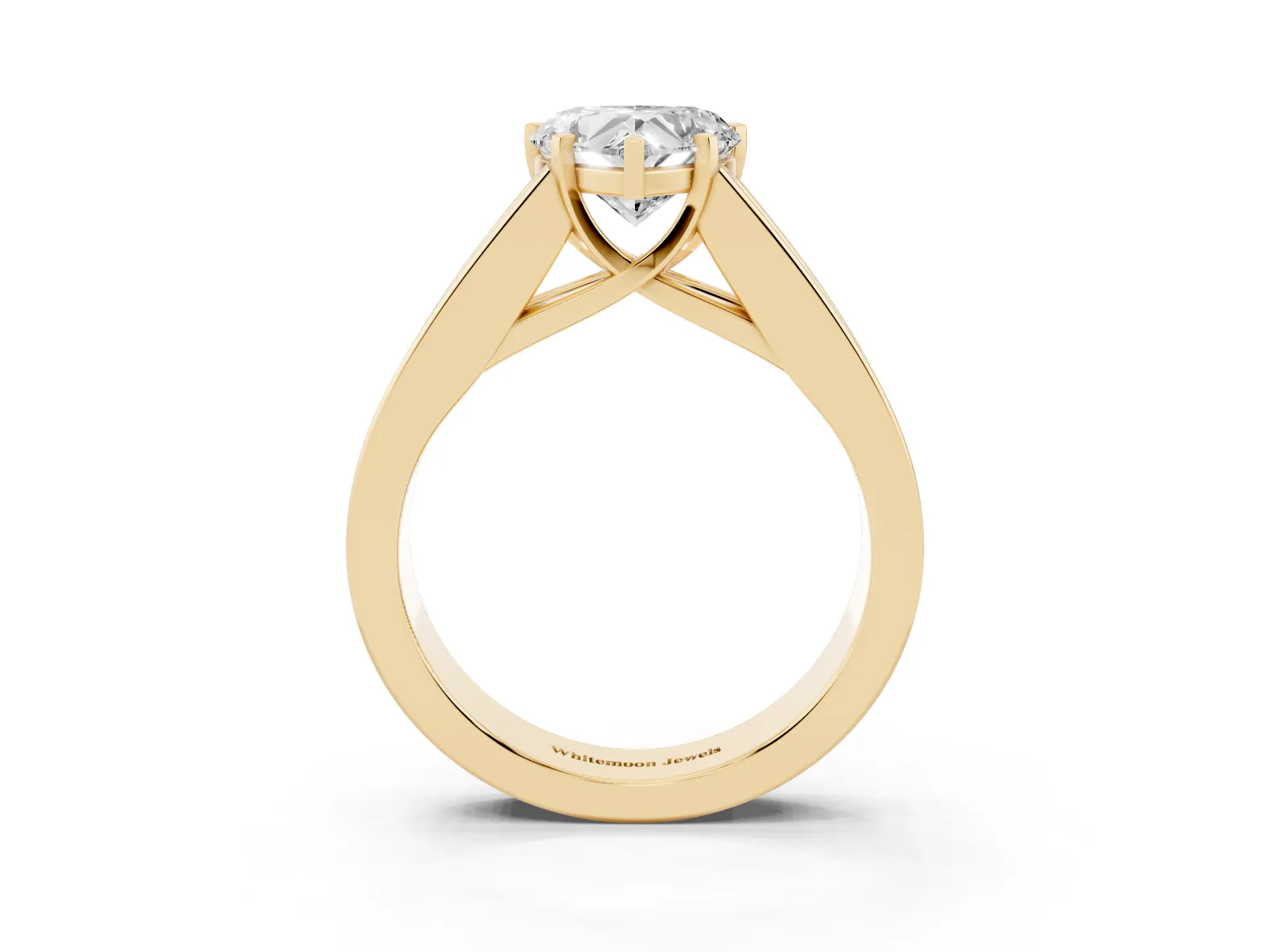Heart Cut Cut Channel Set Solitaire Ring with Four-Prong Setting Yellow gold
