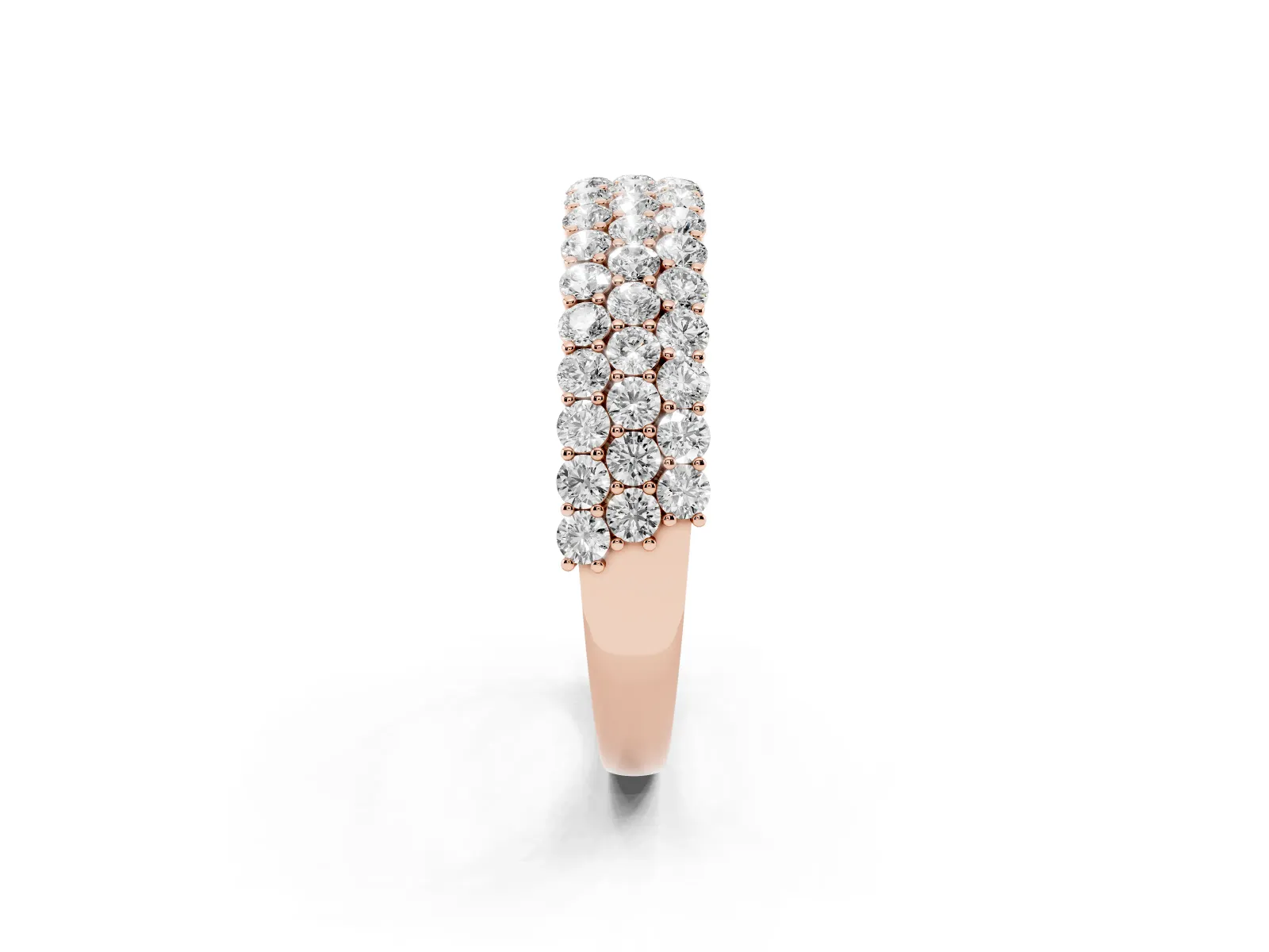 Round Diamond Checkerboard Pavé Promise Ring with Round Diamond Accents Rose gold