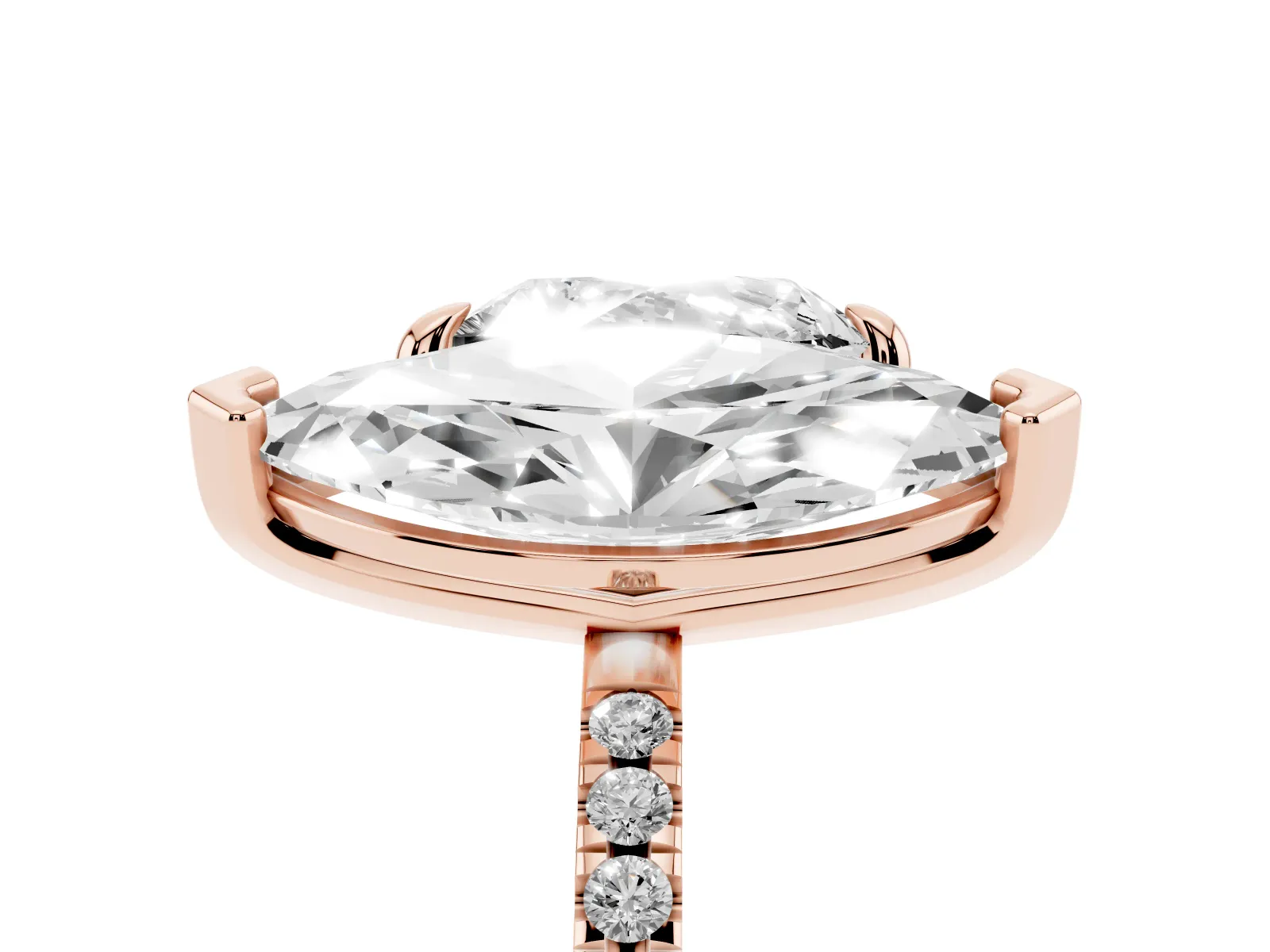 Heart and Marquise Toi Moi Ring with Prong Setting and Pave Band Rose gold