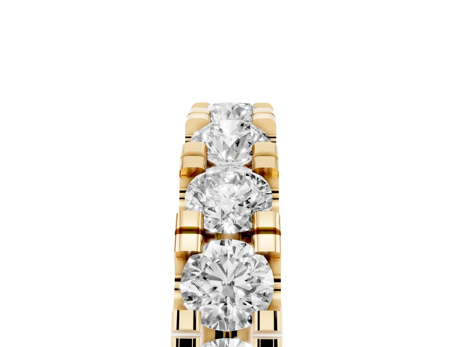Round Diamond Full Eternity Band with U-Prong Setting Yellow gold