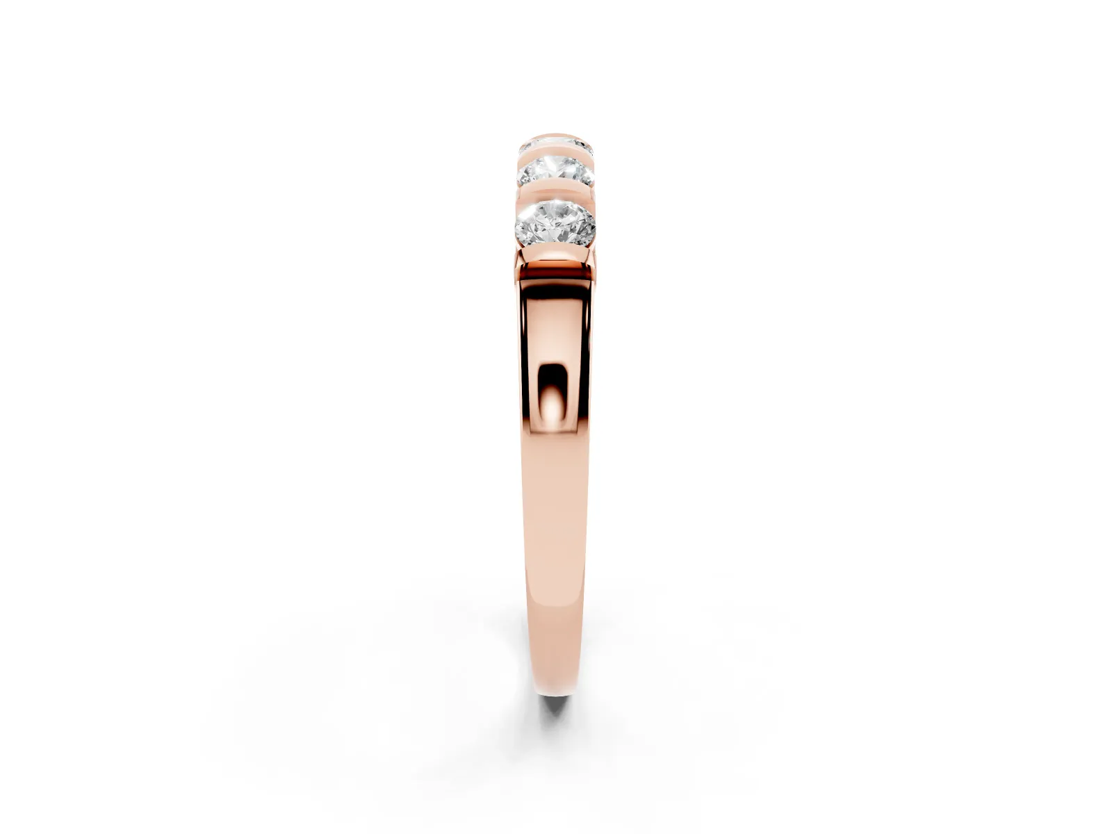 Five-Stone Round Diamond Half-Eternity Bar-Set Ring Rose gold