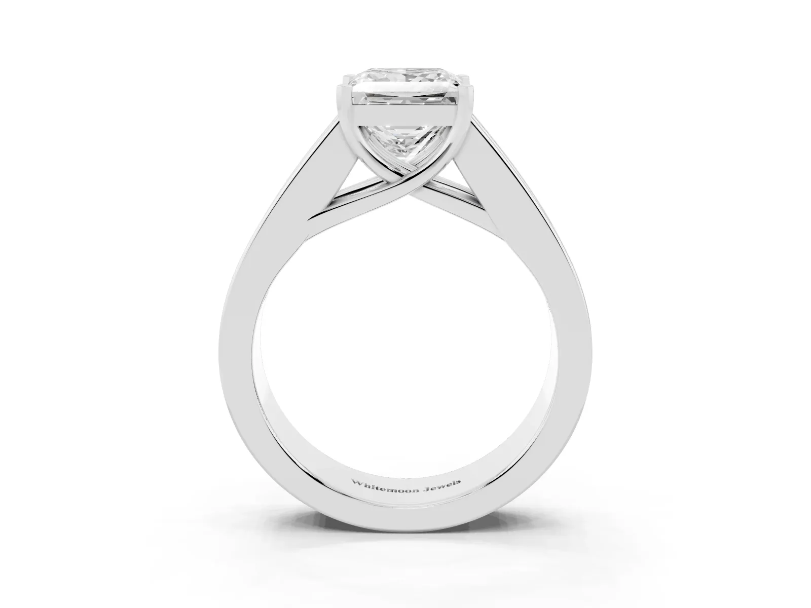 Princess Cut Cut Channel Set Solitaire Ring with Four-Prong Setting Platinum