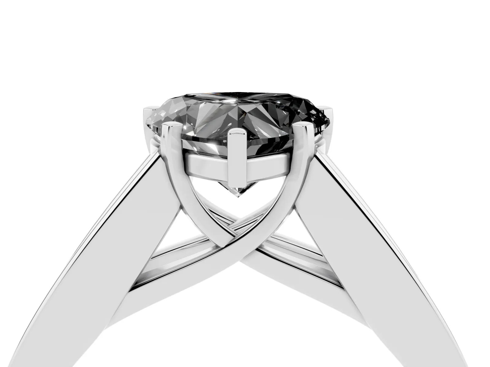Fancy Black Heart Cut Cut Channel Set Solitaire Ring with Four-Prong Setting White gold